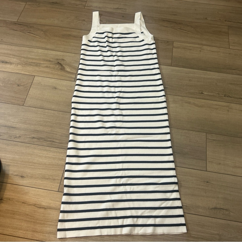Loft dress Striped Resort Travel Beach Nautical Classic Basic Midi Knit Large